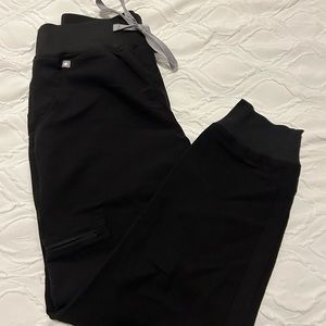 FIGS high waisted Zamora black Jogger scrub pants size small petite